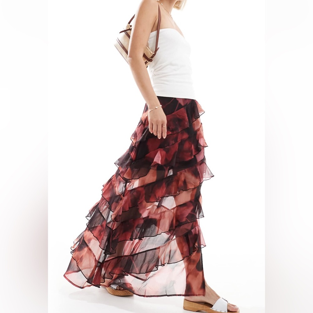 Asymmetrically Layered Maxi Skirt